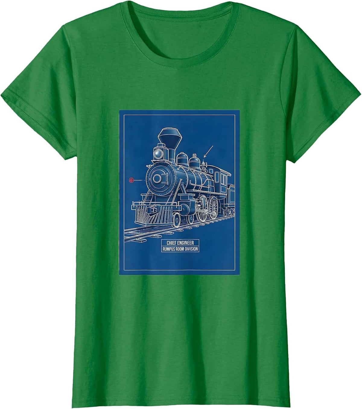 Women's Chief Engineer Rumpus Room Division Vintage Steam Train T-Shirt - Kelly Green