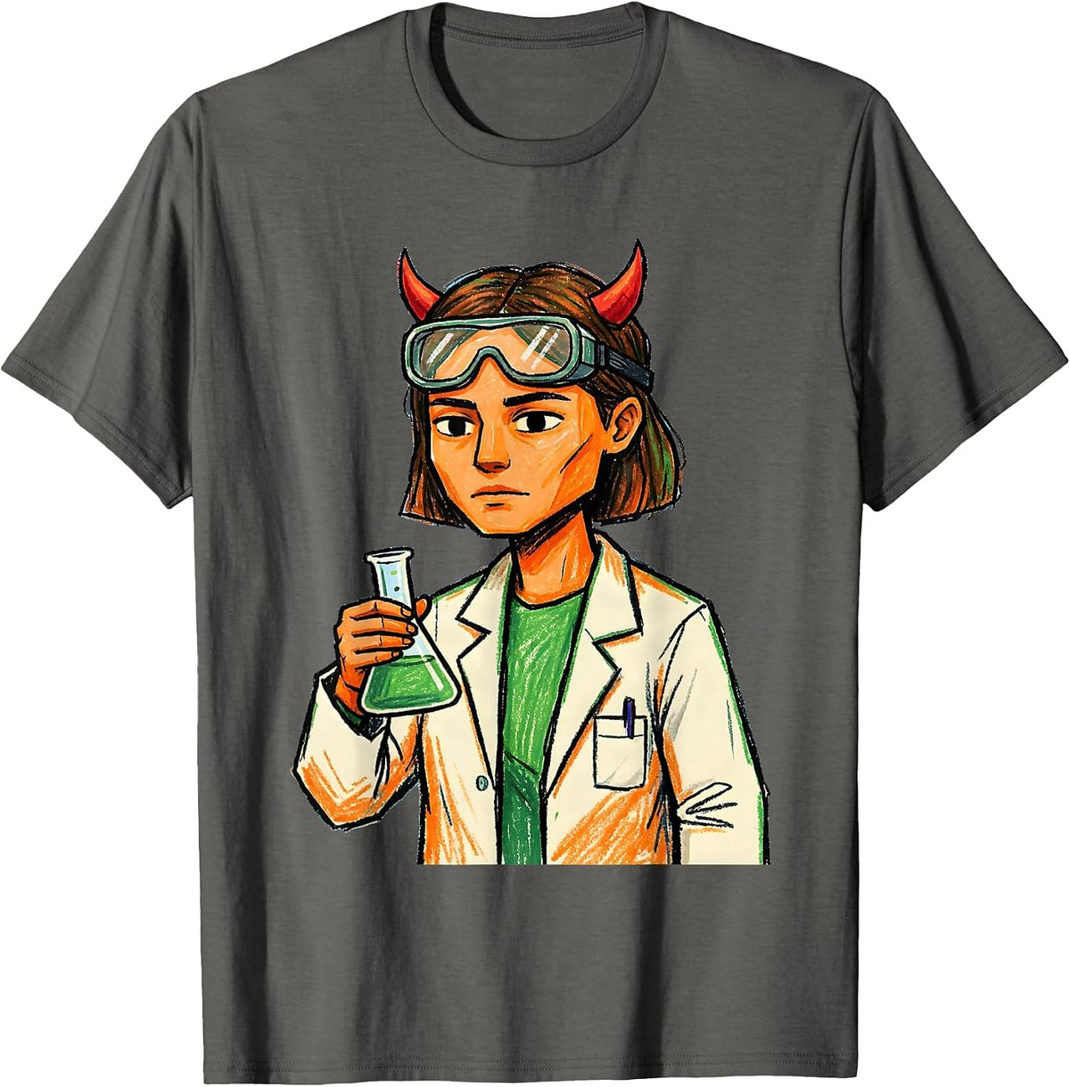 Quiet Science Teacher Halloween Costume Naive Kidcore T-Shirt - Asphalt Grey