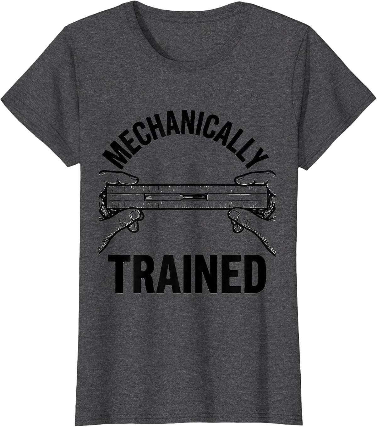 Women's Mechanically Trained Slide Rule Retro Math Engineer Humor T-Shirt - Dark Heather Grey