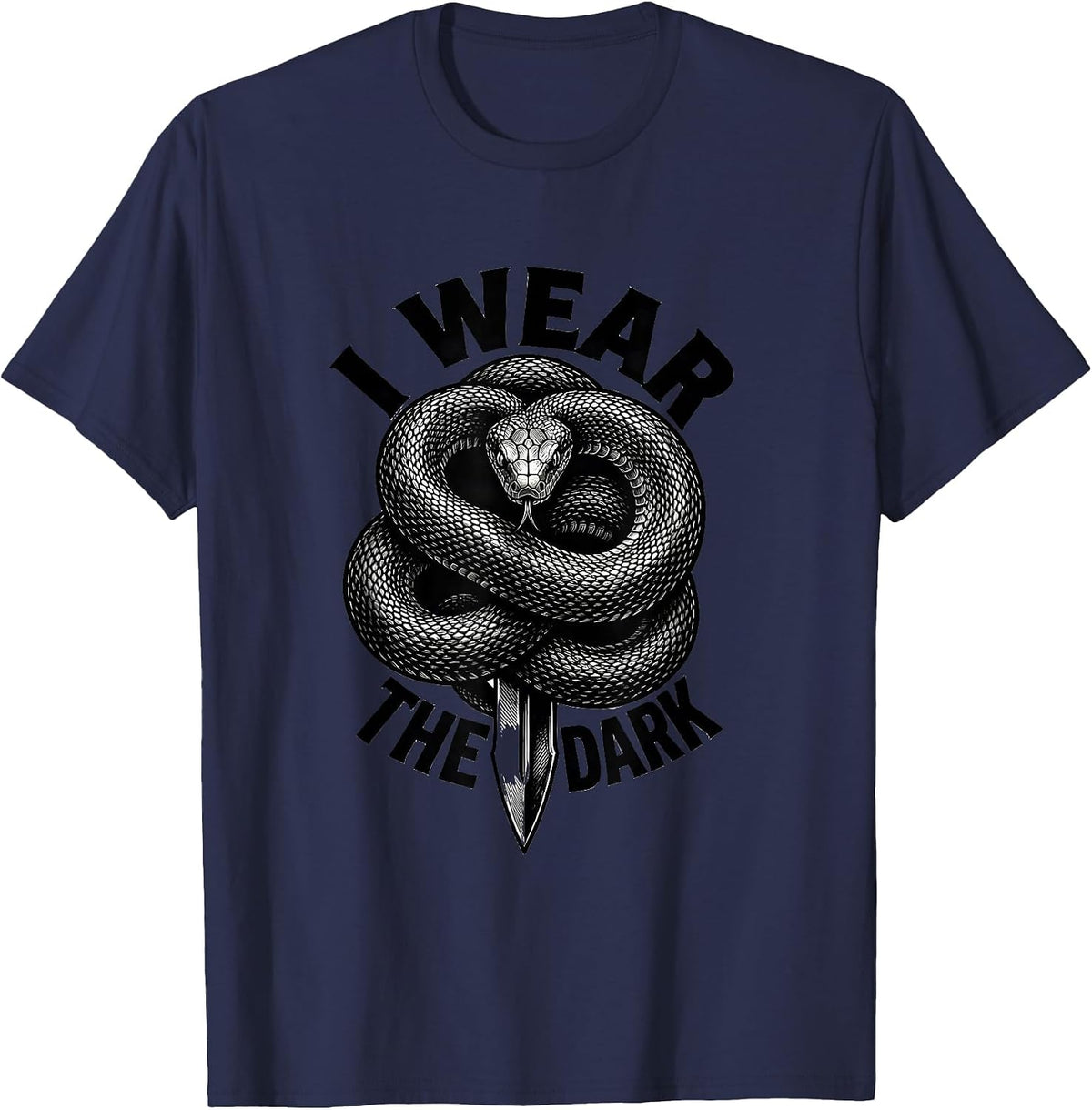 Men's I Wear The Dark Monochromatic Alt Goth Emo Y2K Grunge T-Shirt - Navy Blue