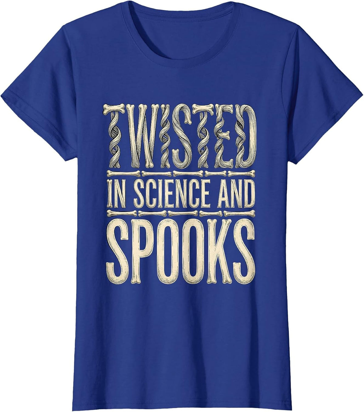 Women's Halloween Teacher DNA Candy Corn Bones Design T-Shirt - Royal Blue