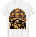 Men's I Take The Shell Route Funny Tortoise Lover Gift T-Shirt - White
