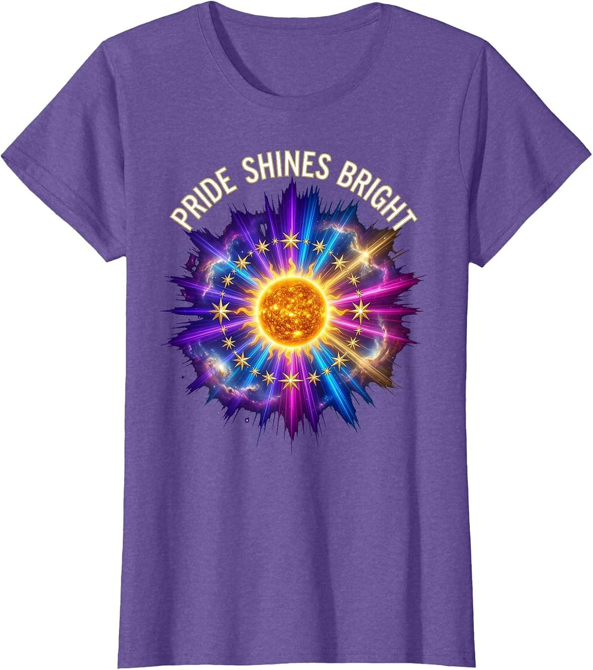 Pride Shines Bright Celebration Design T-Shirt - Purple Heather