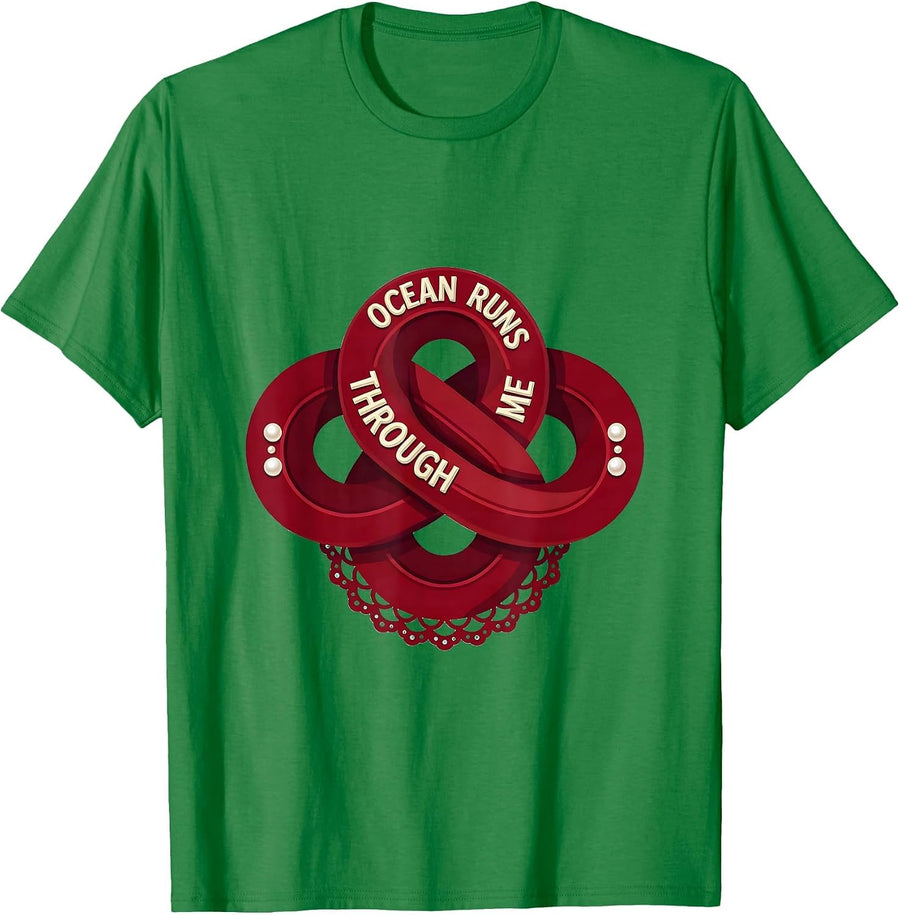 Men's Ocean Runs Through Me Sailor Design T-Shirt - Kelly Green