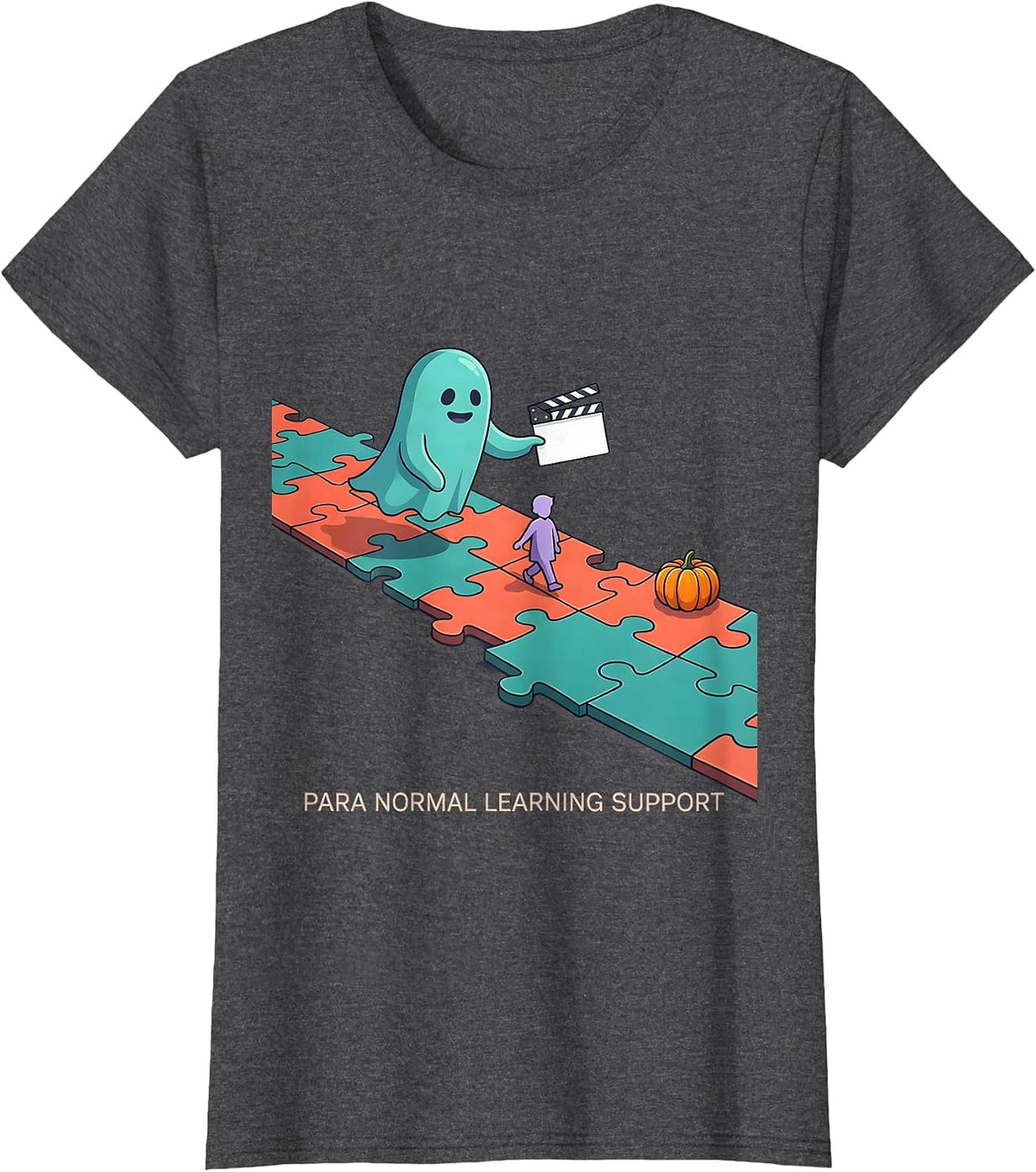 Women's Para Normal Learning Support Funny Ghost Paraprofessional T-Shirt - Dark Heather Grey