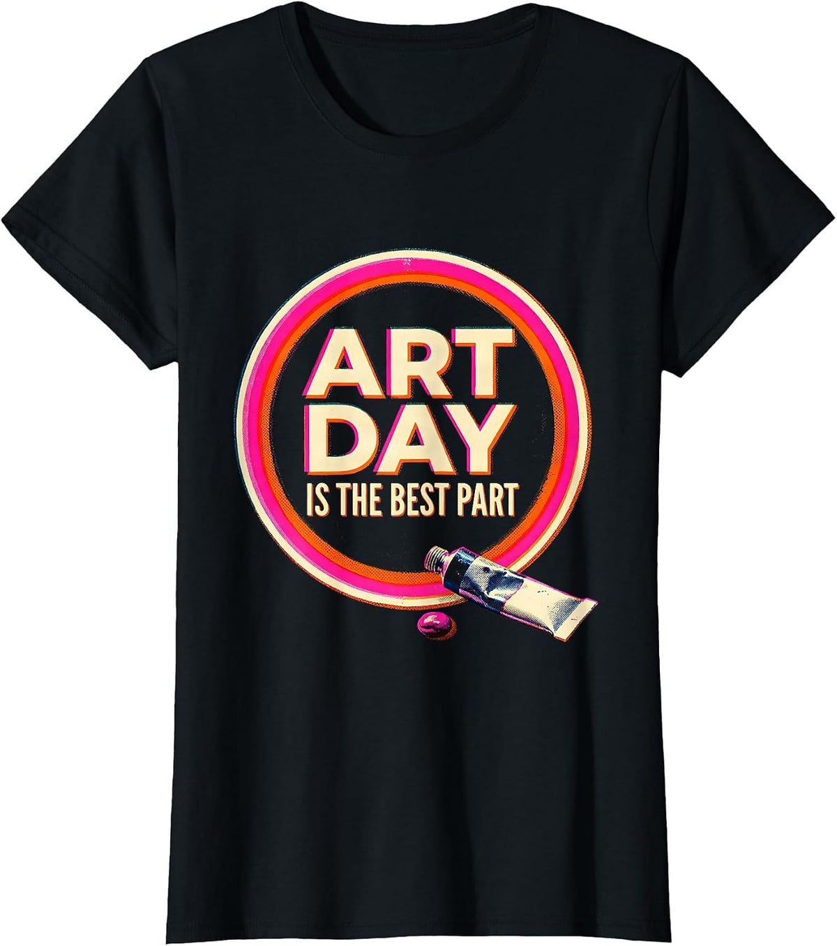 Art Day Is The Best Part Risograph Art Teacher Back T-Shirt - Black