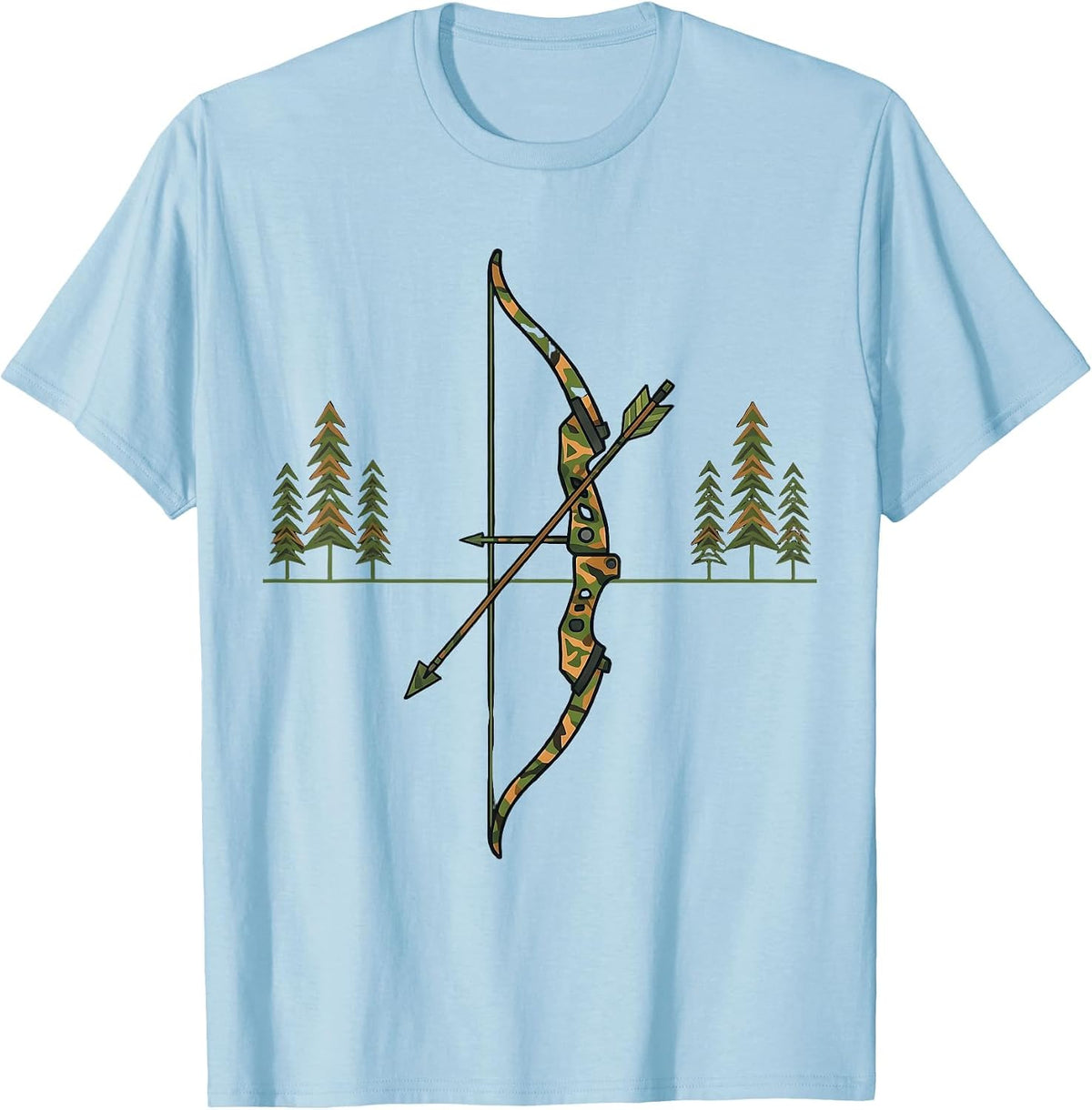 Men's Camo Hunting Bow and Arrow Graphic T-Shirt - Baby Blue