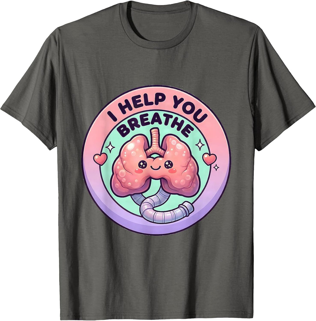 Men's I Help You Breathe Cute Kawaii Respiratory Therapist RT T-Shirt - Asphalt Grey