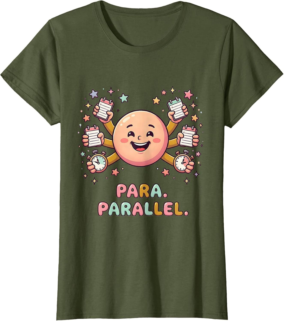 Women's Para Parallel Funny Paraprofessional Paraeducator Support T-Shirt - Olive Green