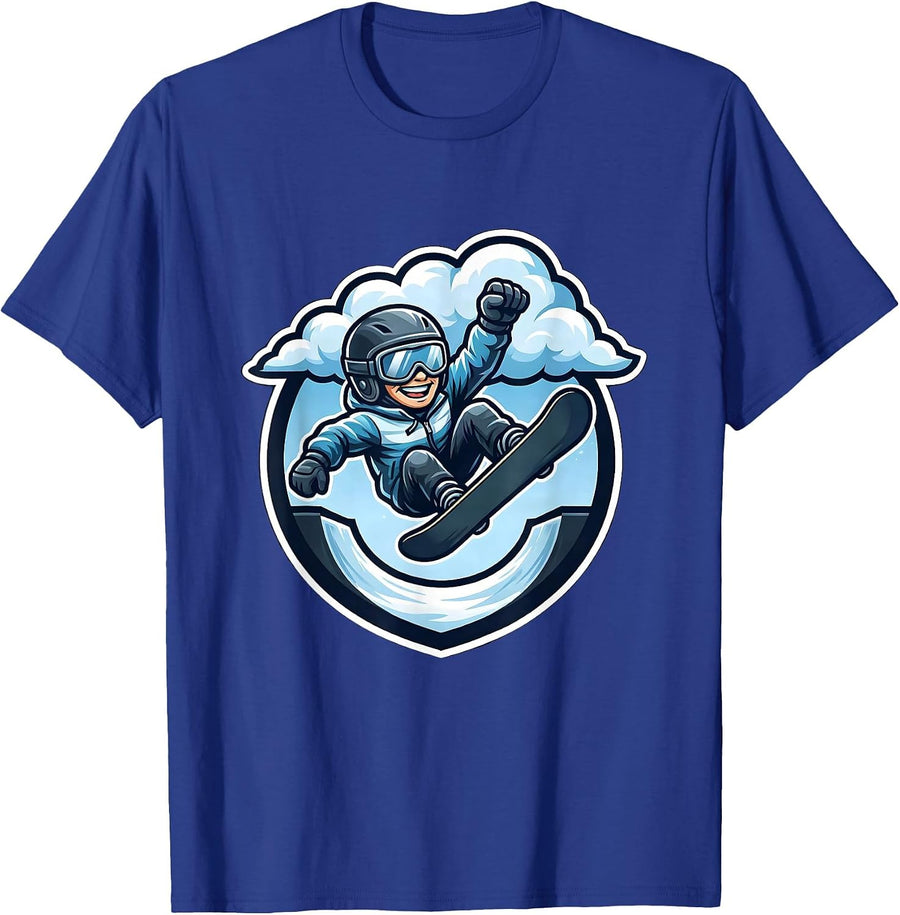 Snowboarder Halfpipe Launch Into The Clouds T-Shirt - Royal Blue