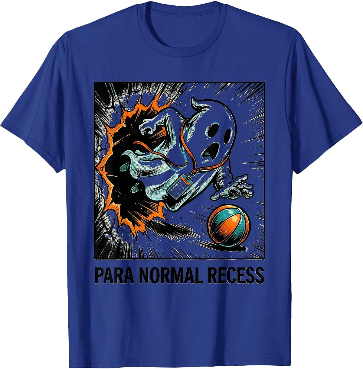 Para Normal Recess Comic Book Ghost Paraprofessional T-Shirt - Royal Blue
