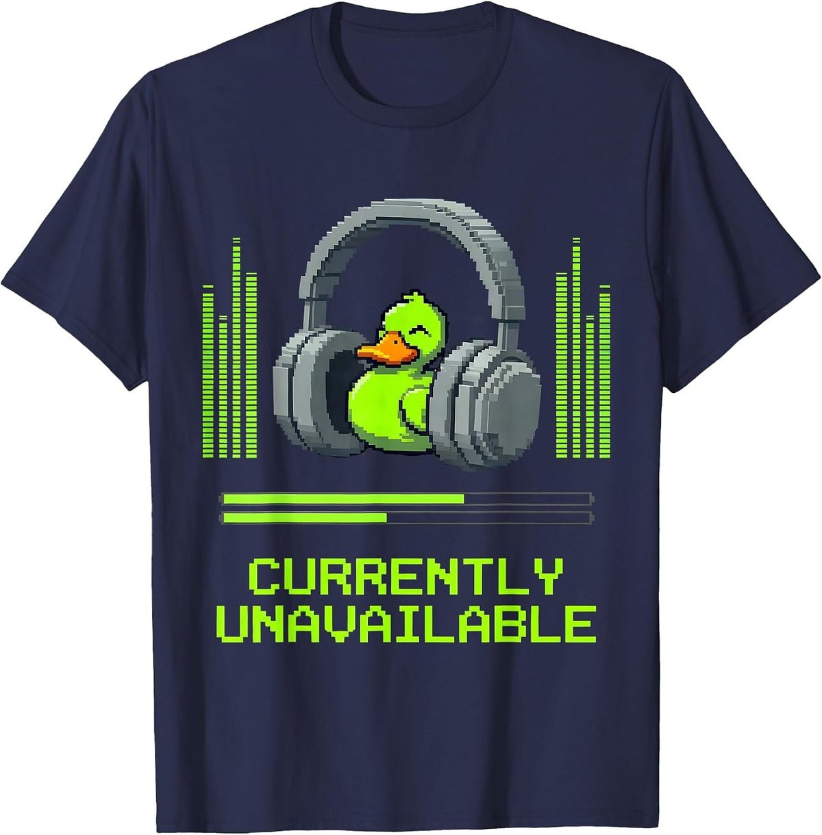 Men's Duck Gamer Pixel Art Funny Animal Mascot Video Games Kids T-Shirt - Navy Blue