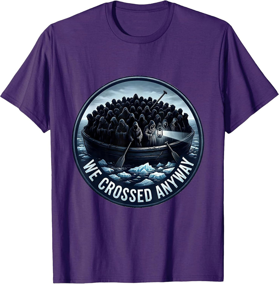 Men's We Crossed Anyway Historical Humor Revolutionary War T-Shirt - Purple