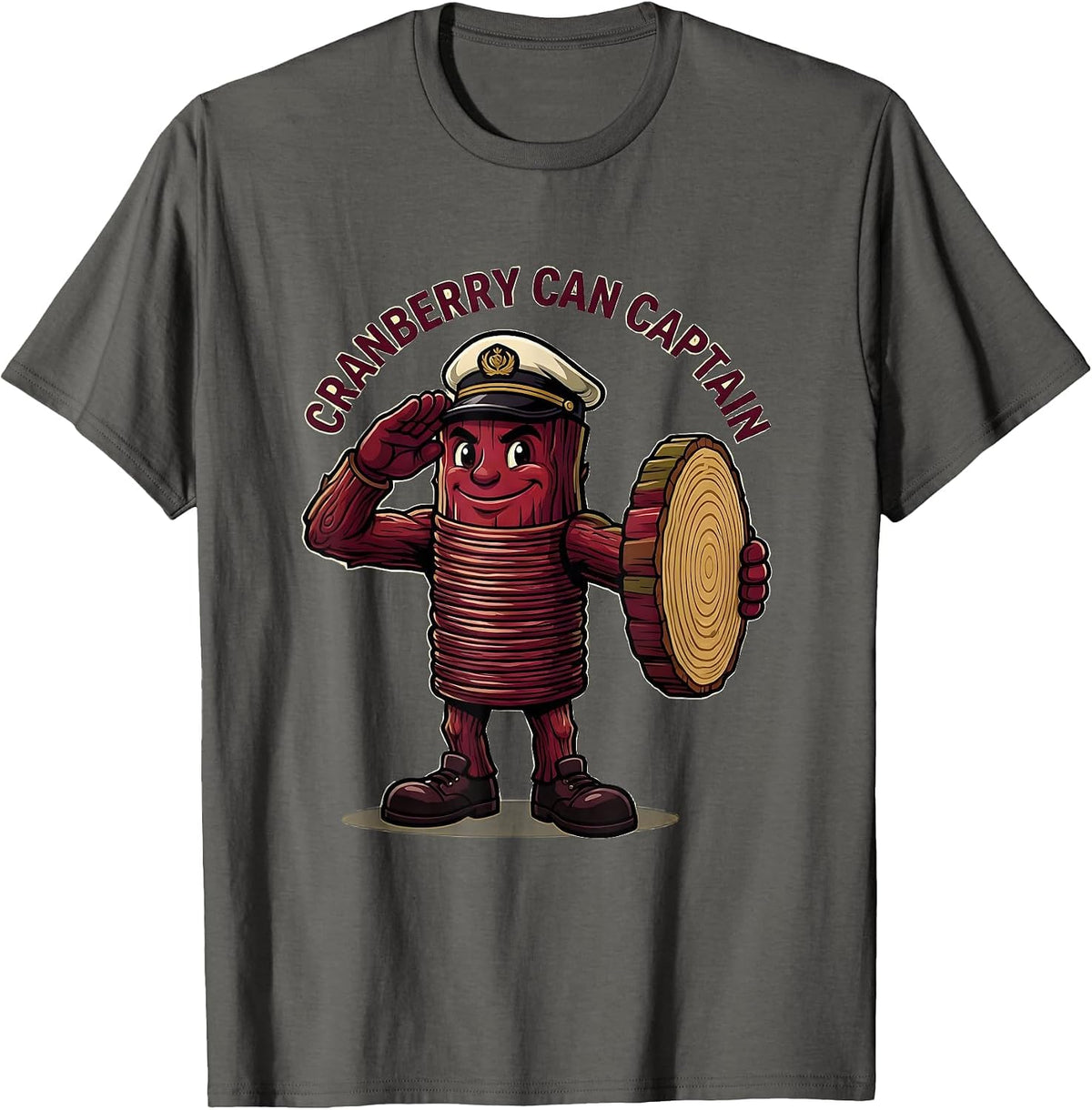 Cranberry Can Captain Funny Thanksgiving Food Matching T-Shirt - Asphalt Grey