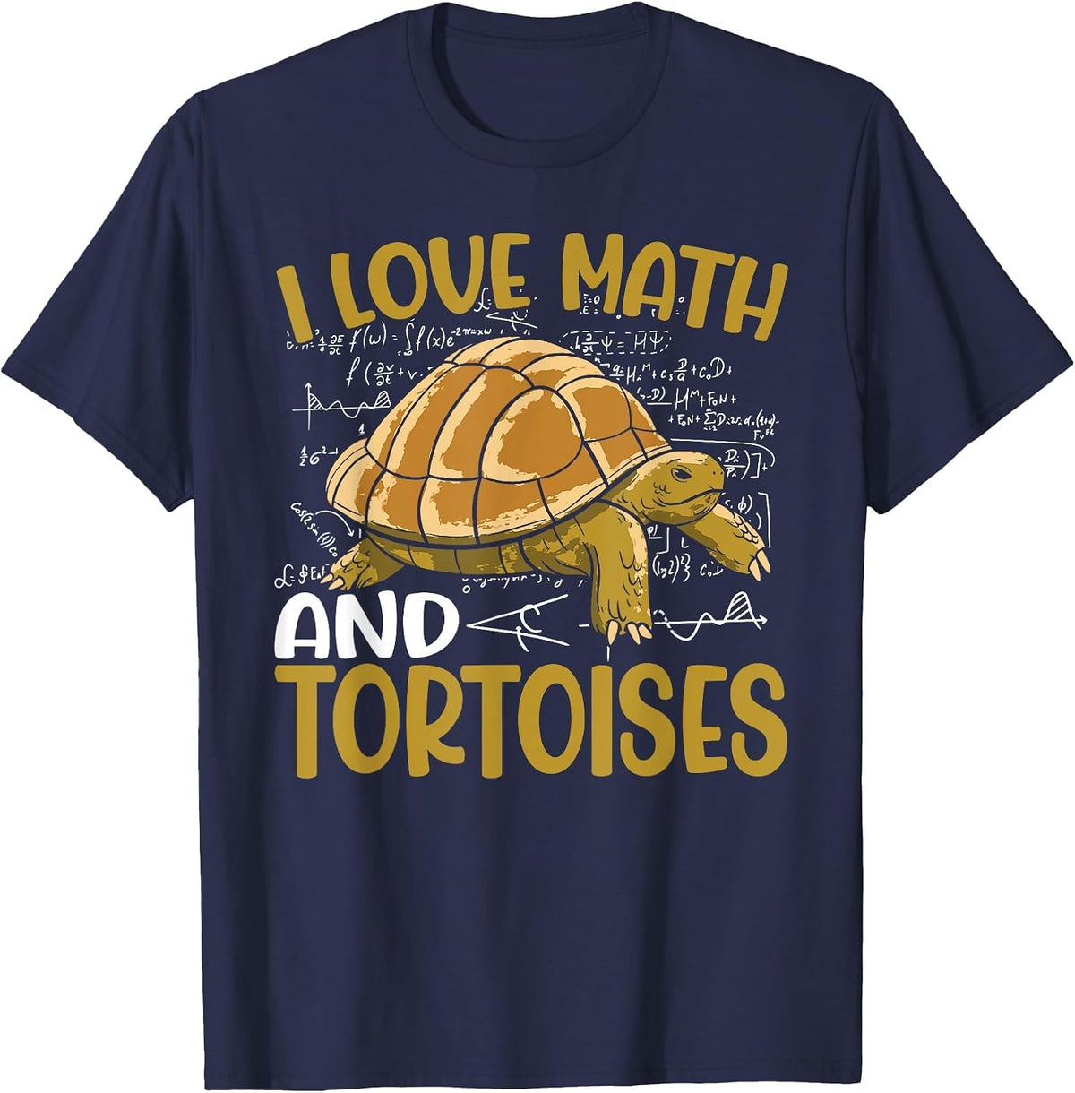Funny I Love Math and Tortoises Turtle Kids School T-Shirt - Navy Blue