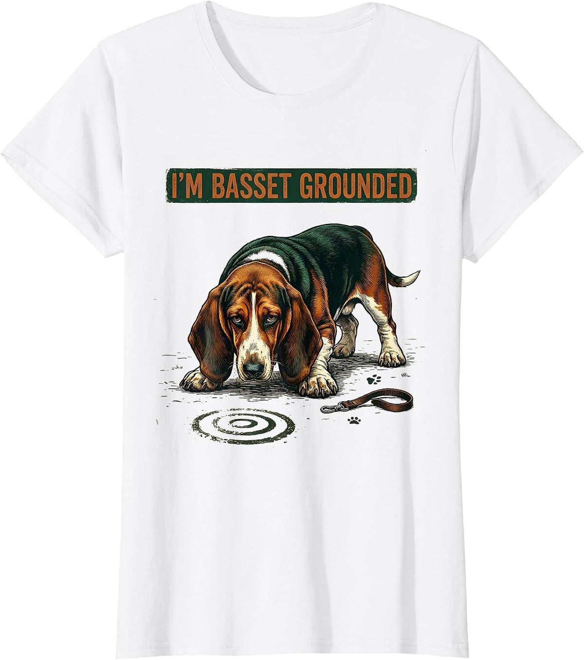 I'm Basset Grounded Vintage Funny Basset Hound Dog Lover T-Shirt - White
