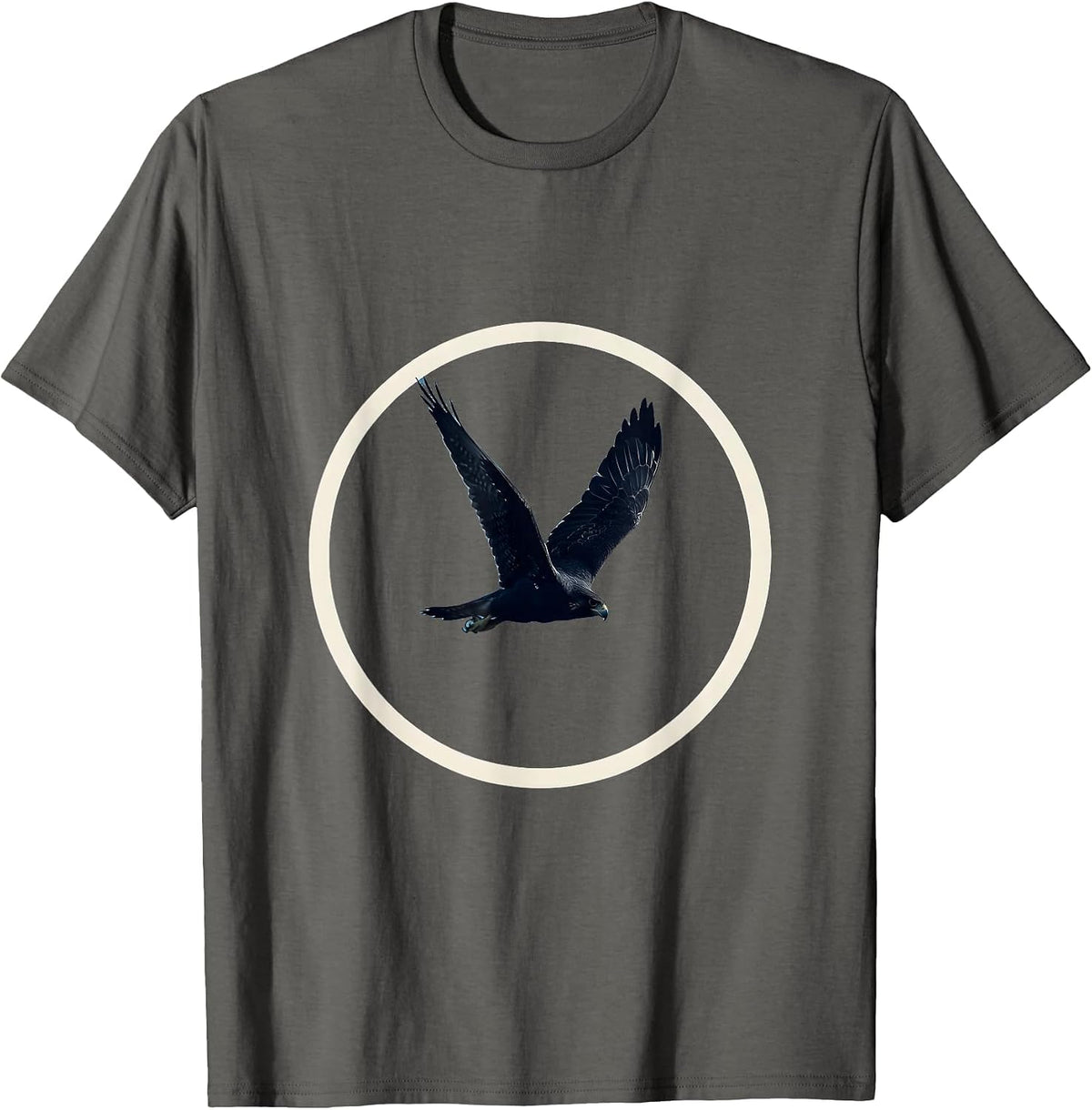 Men's Falcon Diving Through Open Blue Sky Illustration T-Shirt - Asphalt Grey