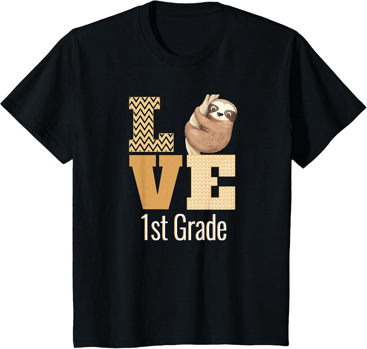 Love 1st Grade Sloth First Grade Teacher Back to School T-Shirt - Black