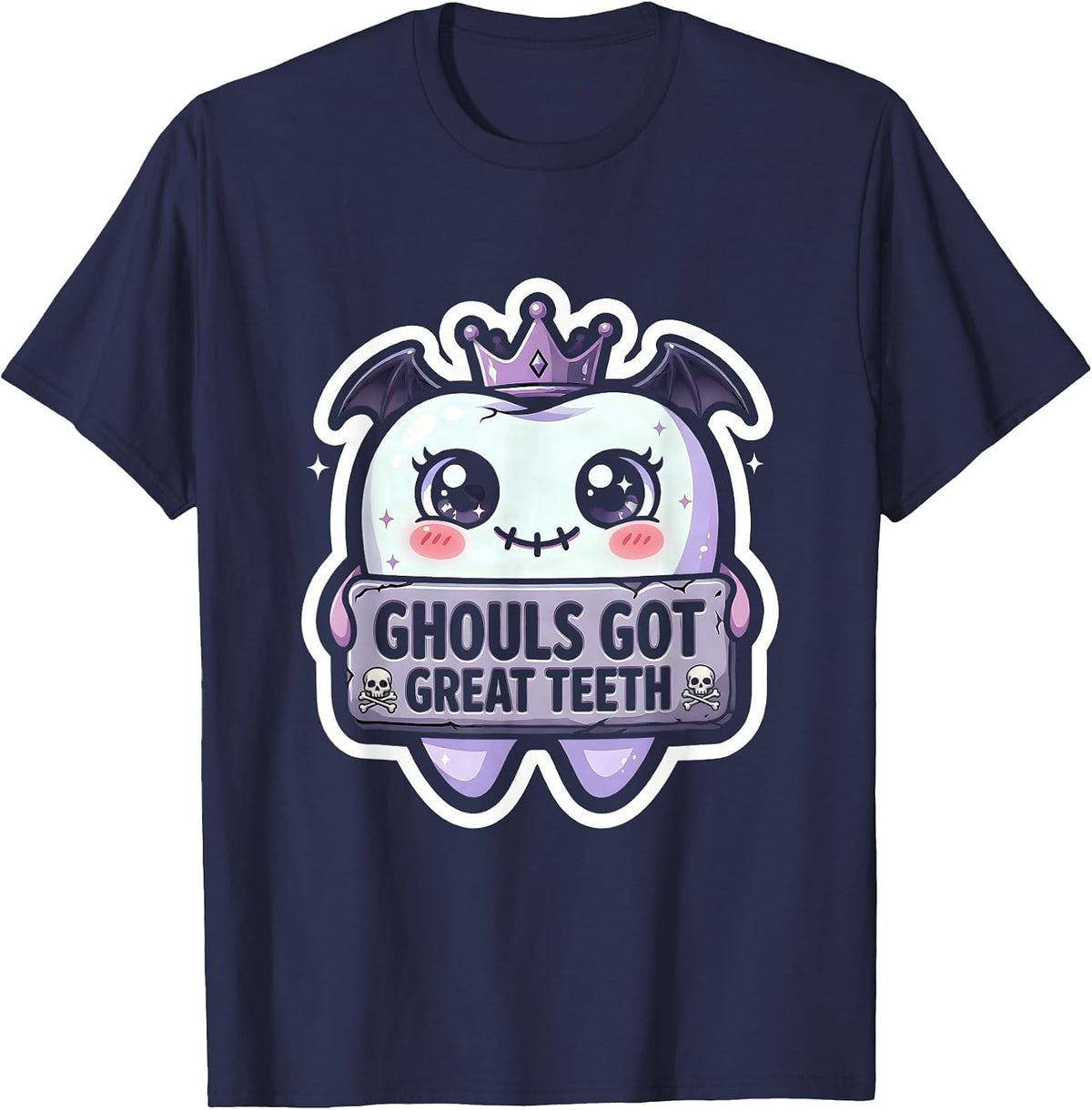 Men's Ghouls Got Great Teeth Dental Halloween Design T-Shirt - Navy Blue