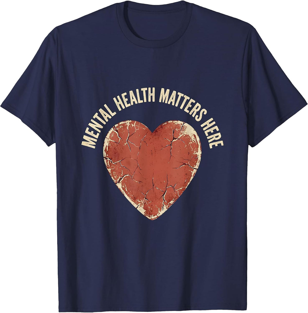 Mental Health Matters Here School Counselor Design T-Shirt - Navy Blue
