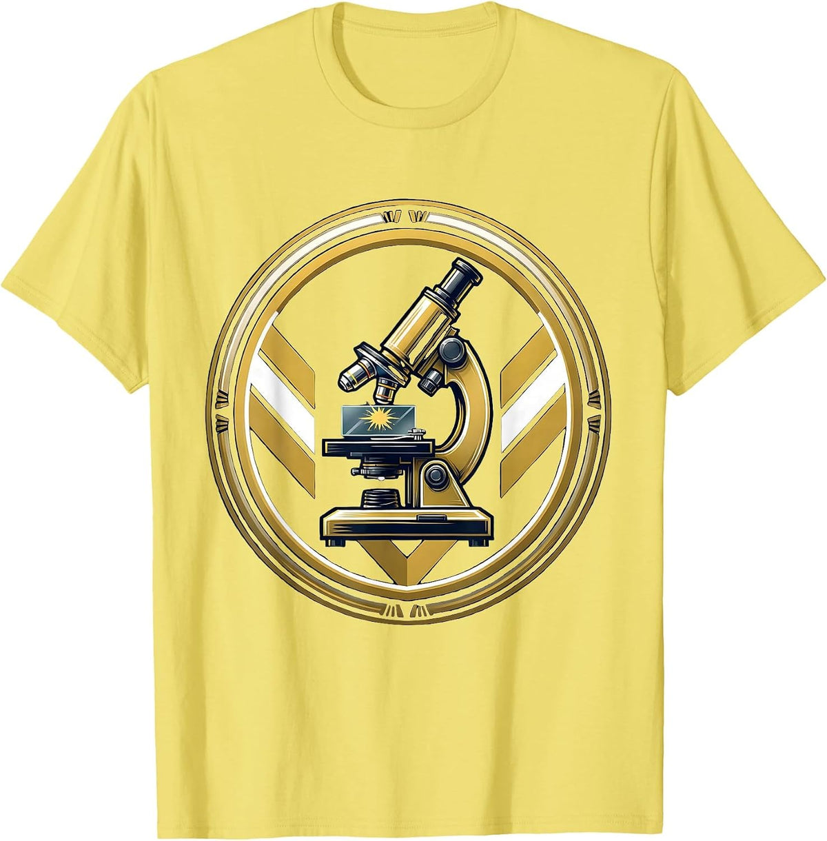Men's Glowing Microscope Slide Science Illustration T-Shirt - Lemon Yellow