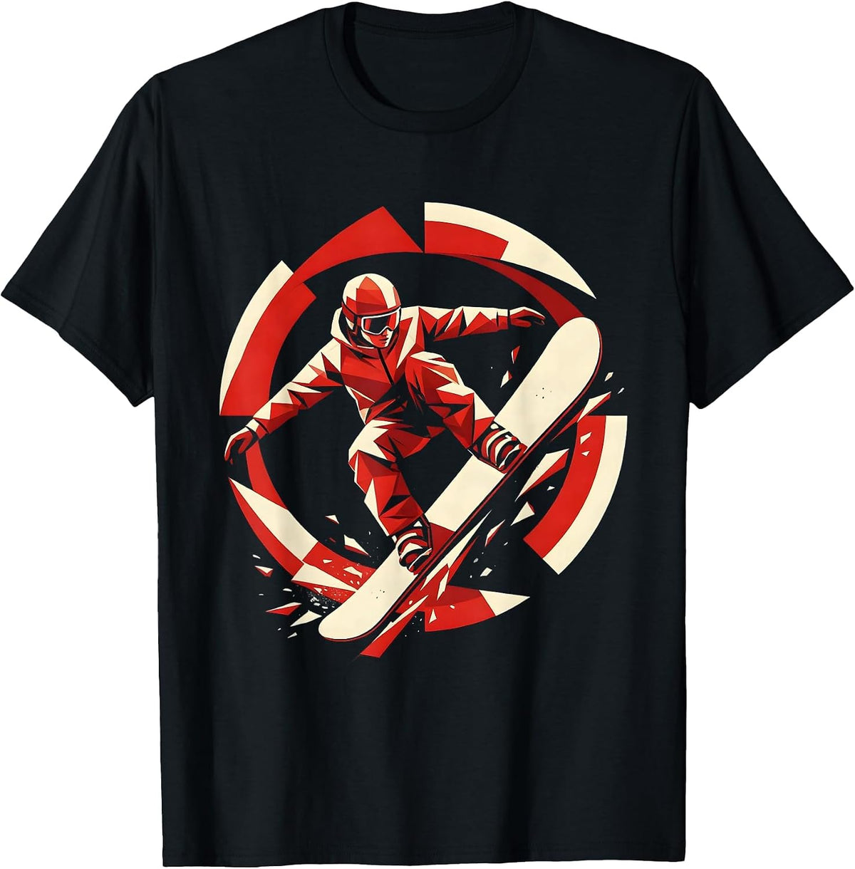 Men's Snowboard 360 Spin Freestyle Rider Graphic T-Shirt - Black