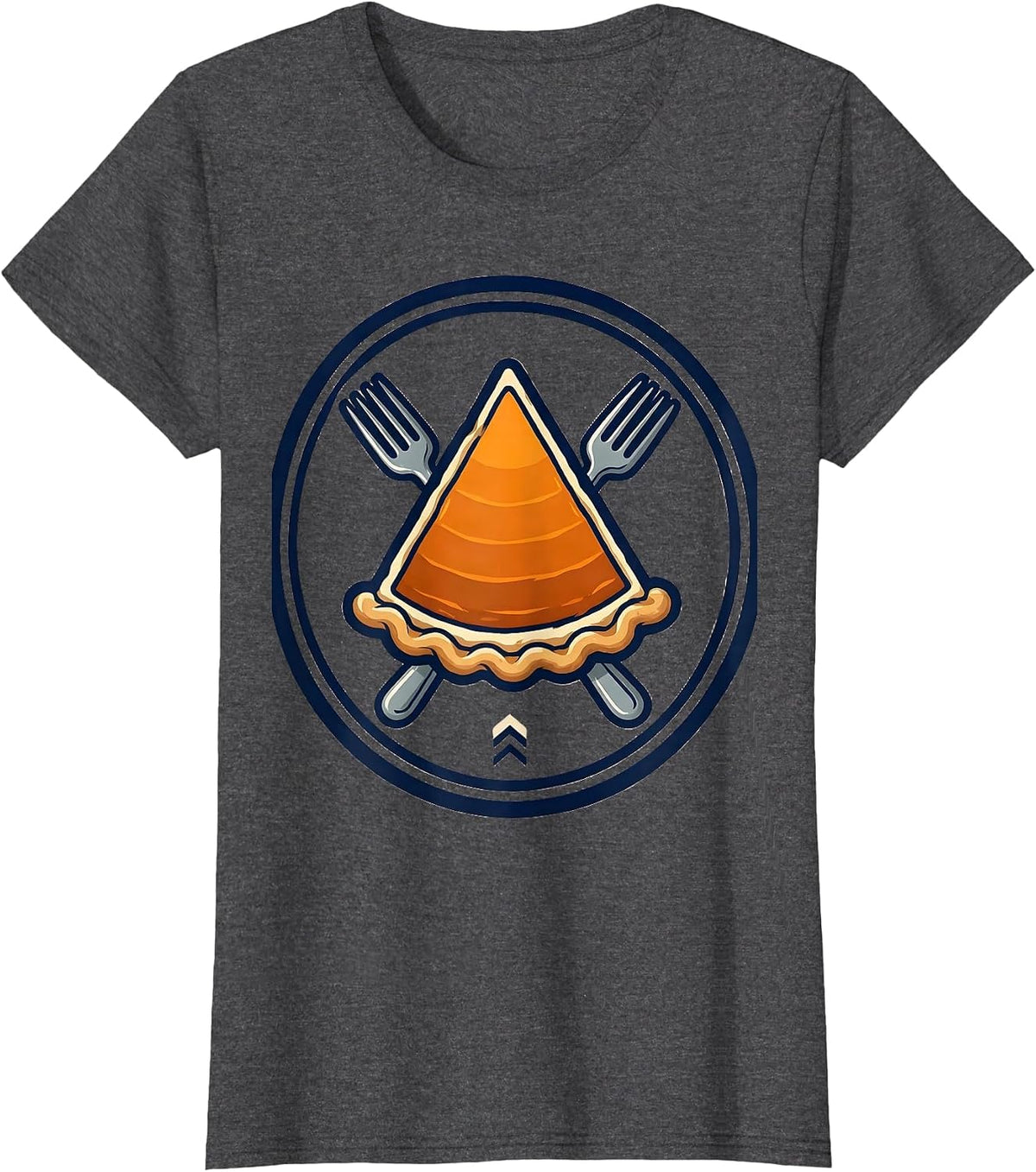 Women's Pumpkin Pie Wedge Sports Team Crest Humor T-Shirt - Dark Heather Grey