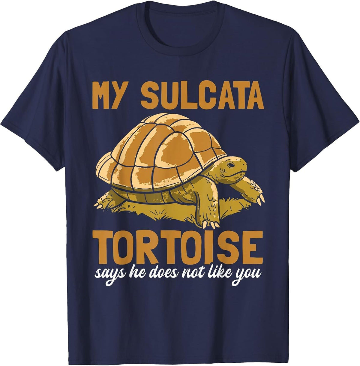 Sulcata Tortoise Funny Turtle African Wild Animal Souvenir T-Shirt - Navy Blue