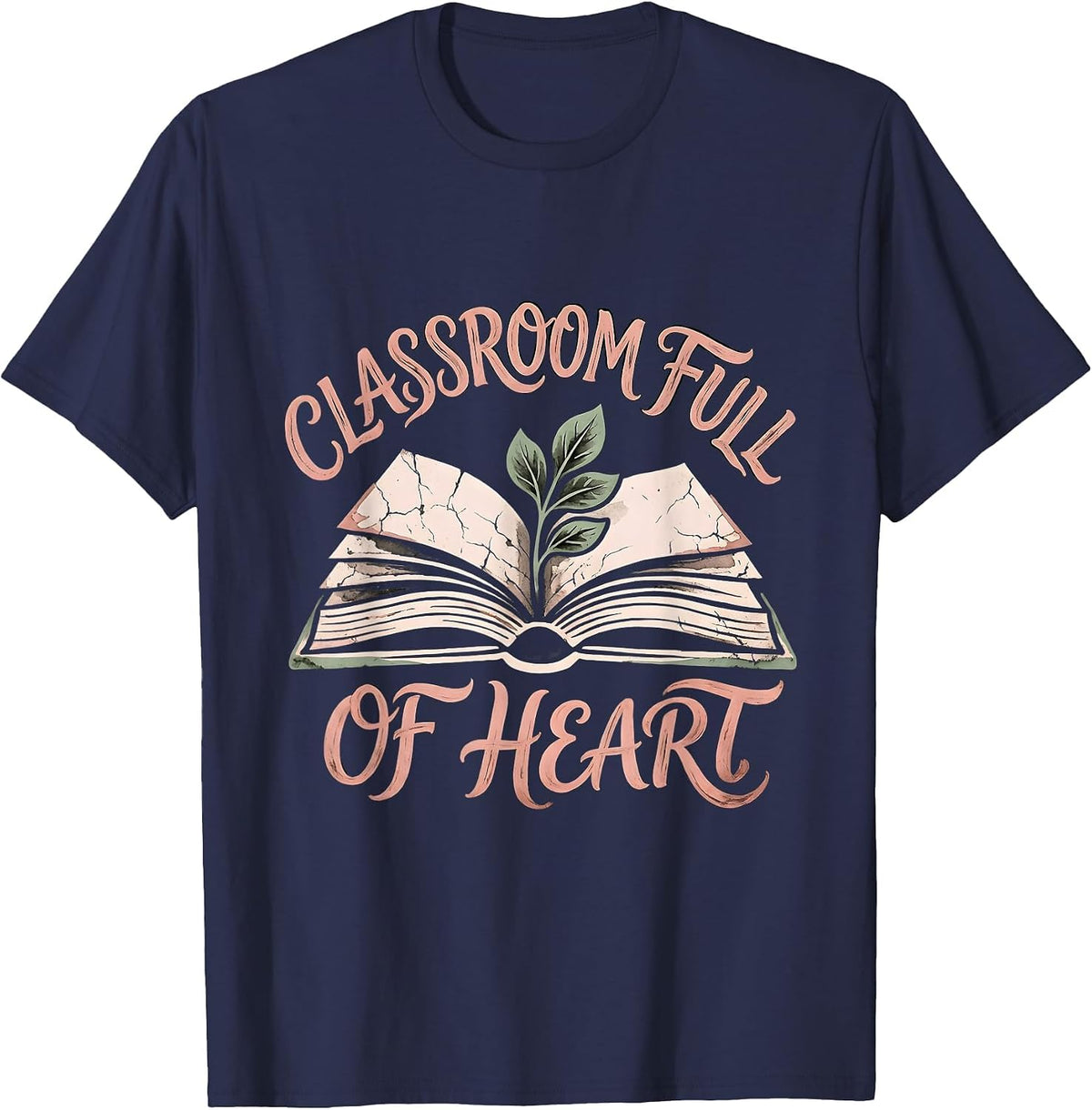 Classroom Full of Heart First Grade Teacher Design T-Shirt - Navy Blue