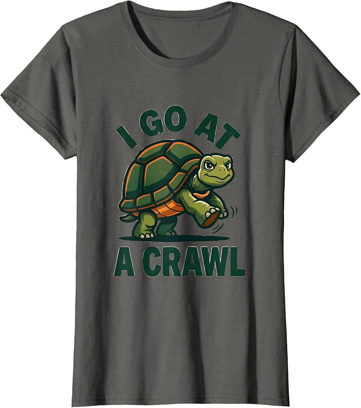Women's I Go At A Crawl Funny Tortoise Lover Pet Humor T-Shirt - Asphalt Grey