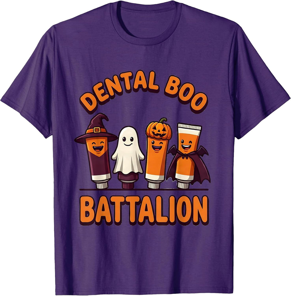 Men's Dental Boo Battalion Funny Dentist Halloween Costume Humor T-Shirt - Purple
