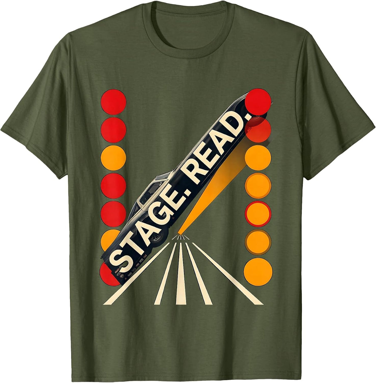 Men's Stage. Read Constructivist Poster Drag Racing RC Car T-Shirt - Olive Green