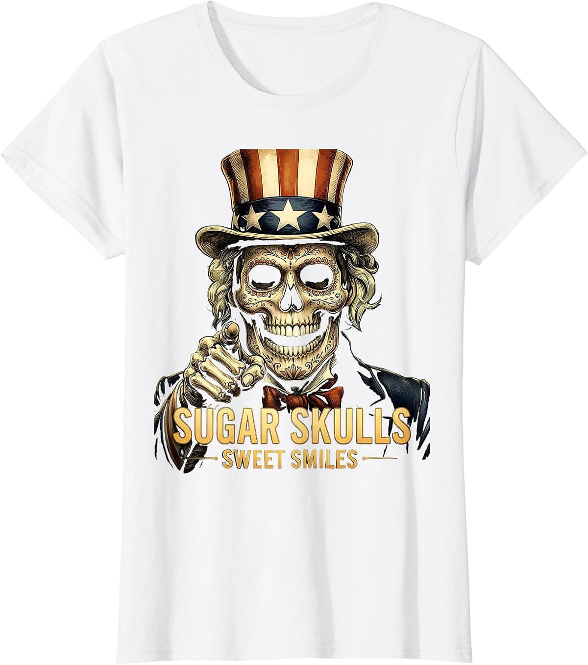 Halloween Dental Sugar Skull Teeth Sweet Smiles T-Shirt - White