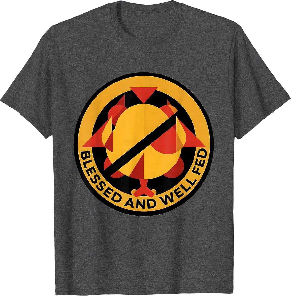 Blessed and Well Fed Family Thanksgiving Design T-Shirt - Dark Heather Grey