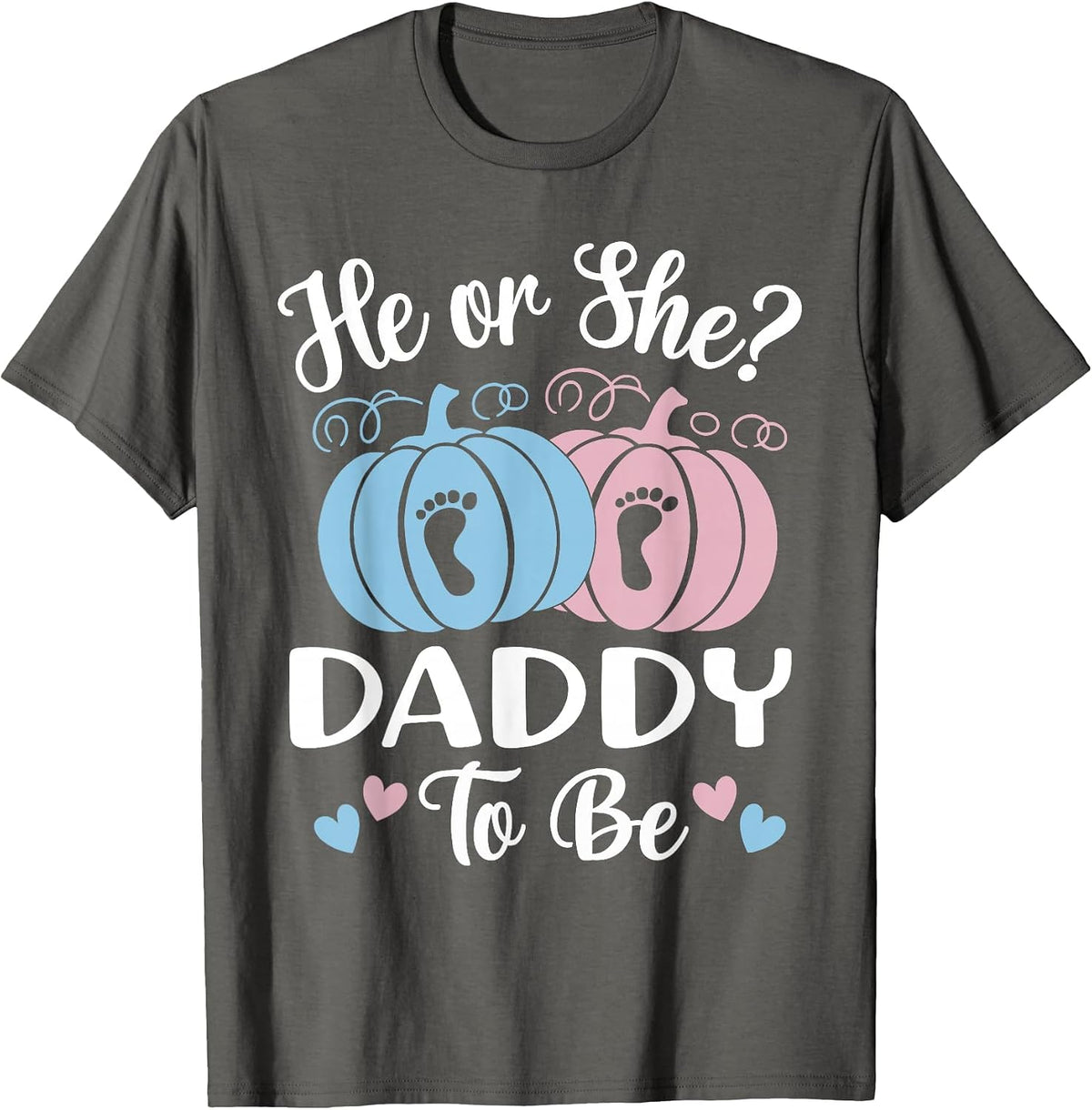 Halloween He or She Daddy to Be Pumpkin T-Shirt - Asphalt Grey