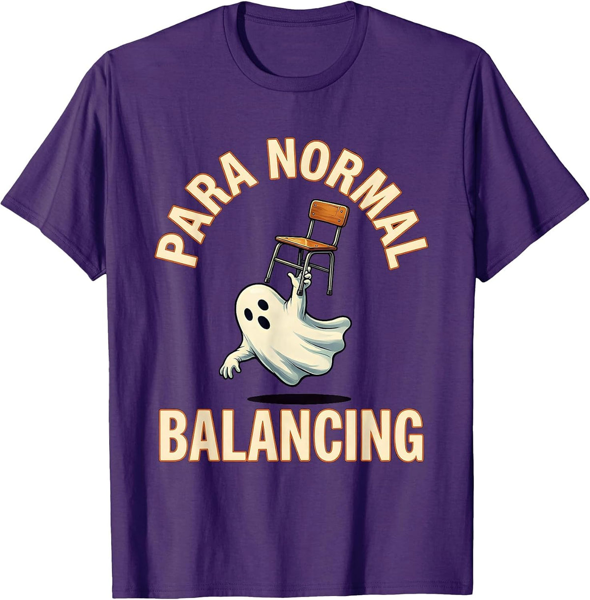 Men's Para Normal Balancing Funny Paraprofessional Ghost Halloween T-Shirt - Purple