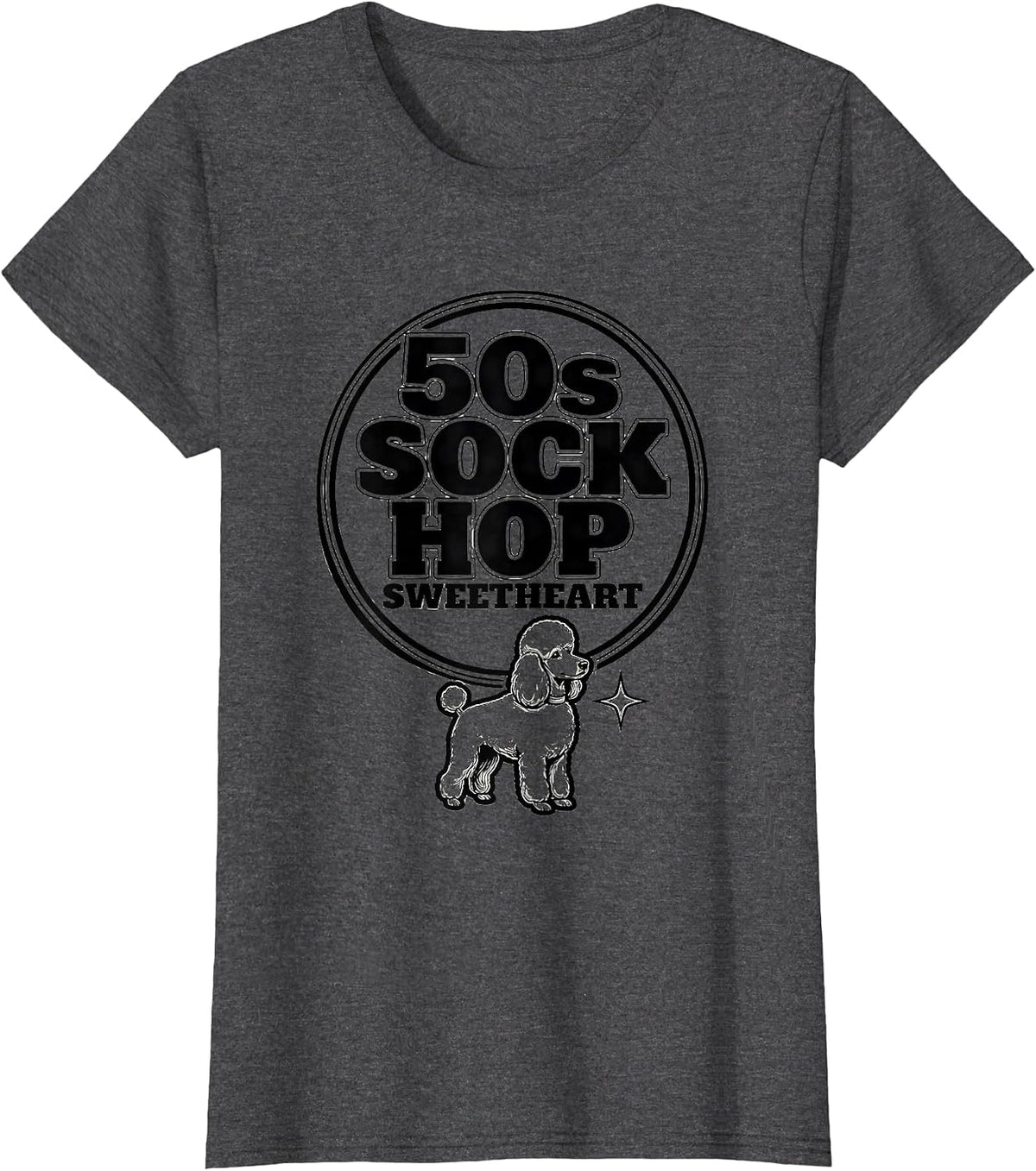 Women's 50s Sock Hop Sweetheart Retro 50s Vintage Rockabilly Greaser T-Shirt - Dark Heather Grey