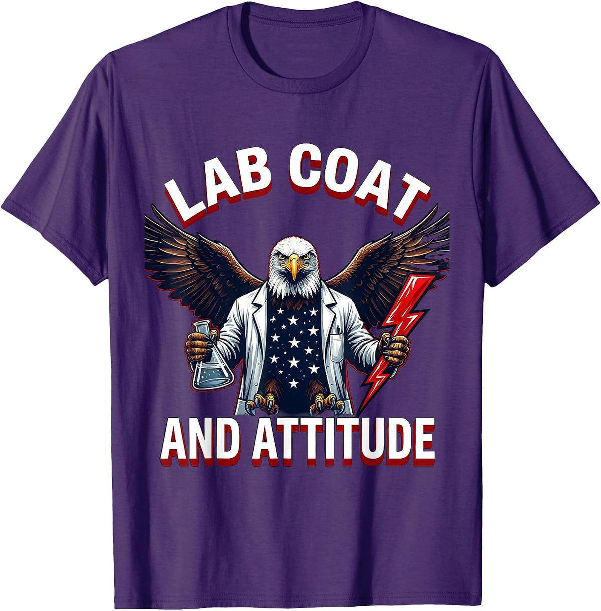 Lab Coat And Attitude Science Teacher Design T-Shirt - Purple