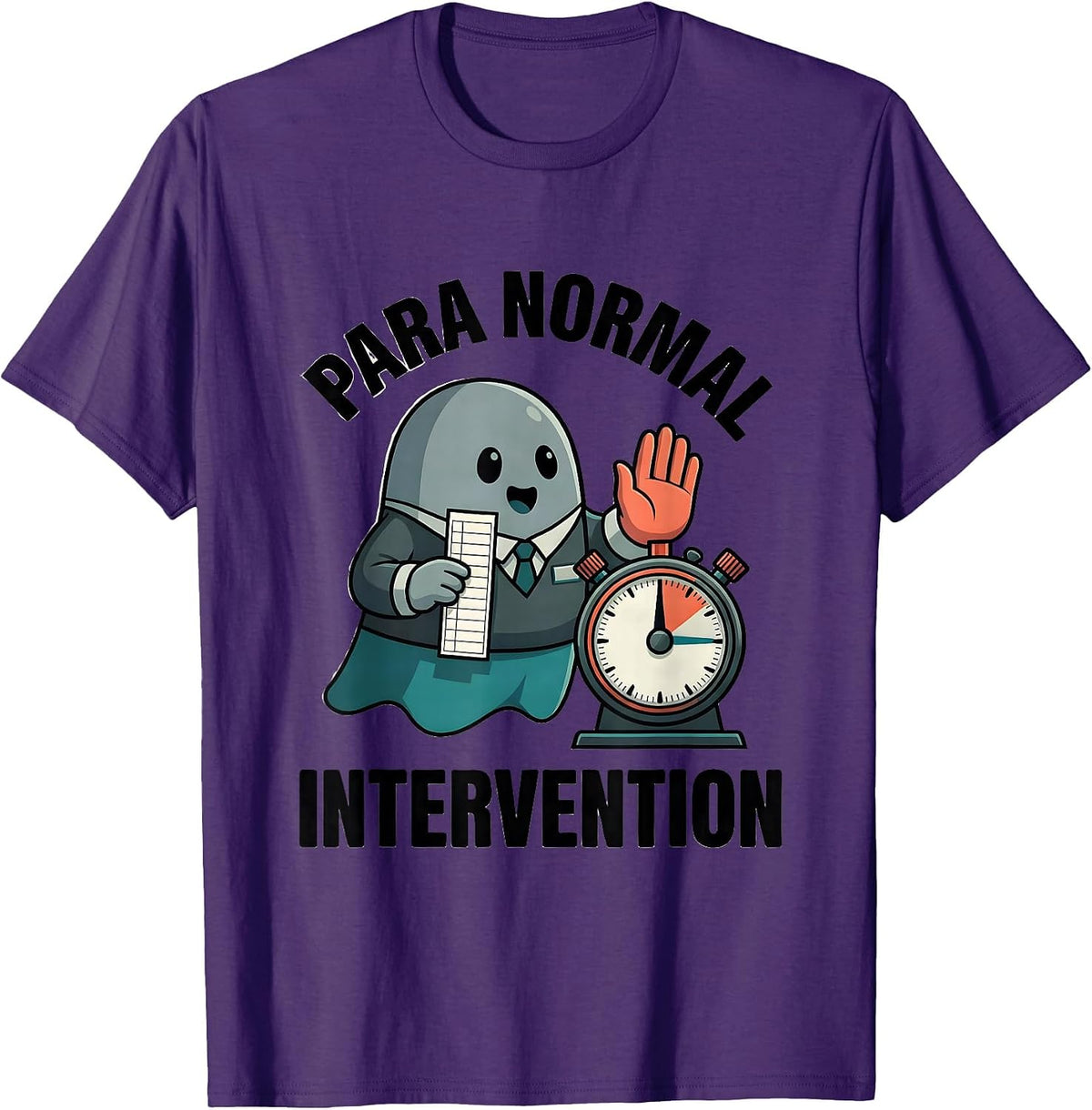 Men's Para Normal Intervention Funny Ghost Paraprofessional T-Shirt - Purple