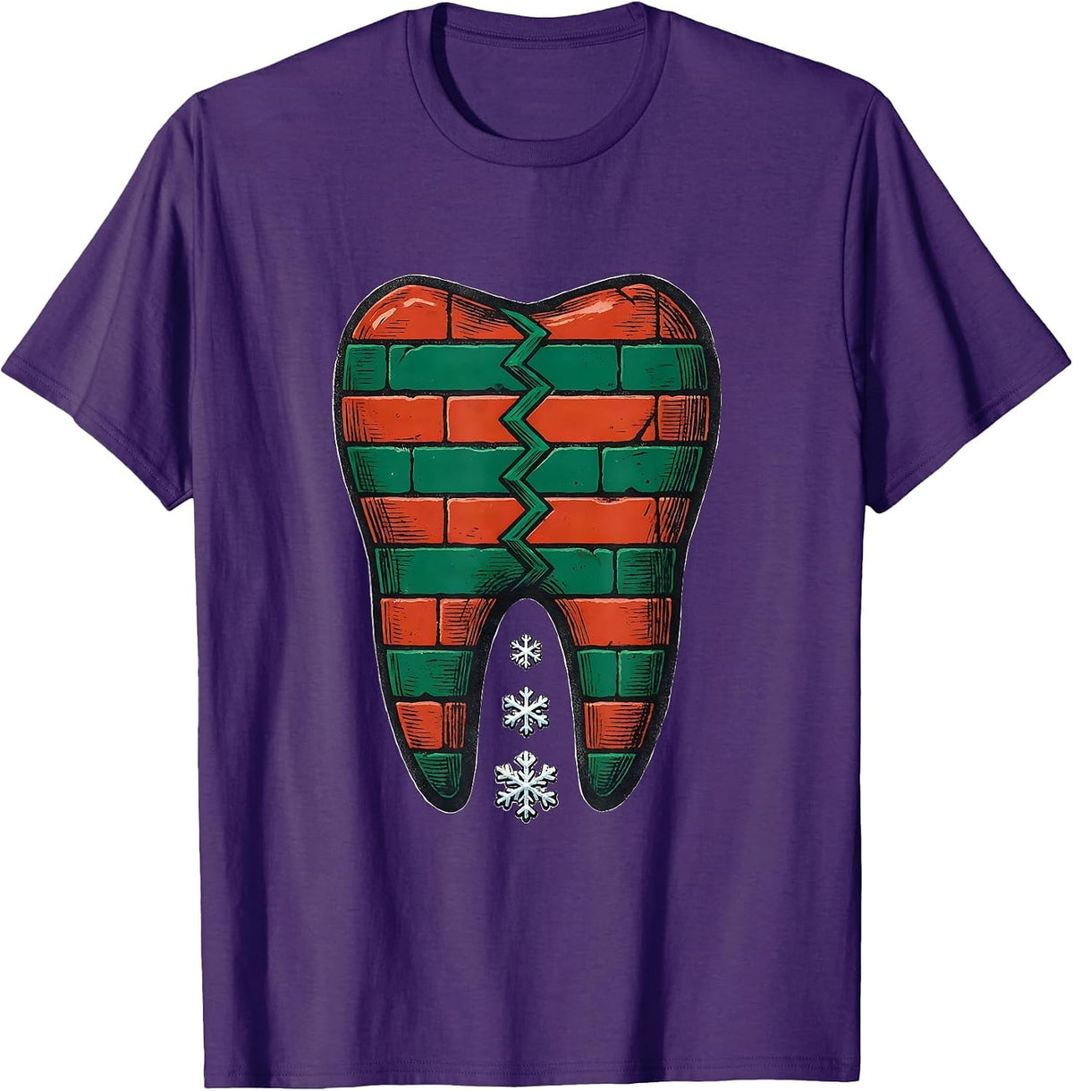 Men's Blunt Tooth Dental Humor Christmas Dental Squad Crew T-Shirt - Purple