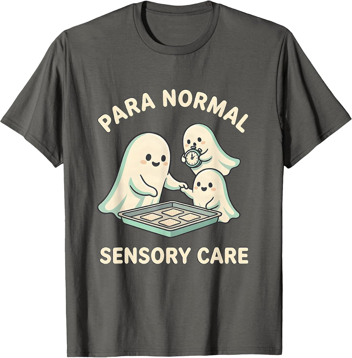 Men's Para Normal Sensory Care Cute Kawaii Ghost Paraprofessional T-Shirt - Asphalt Grey