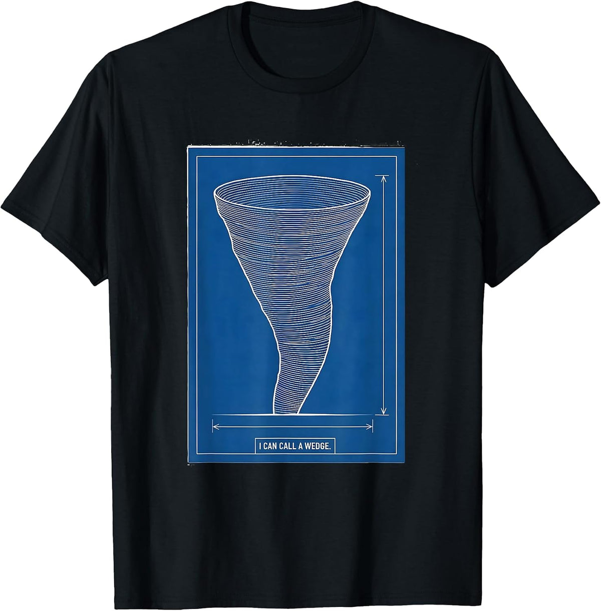 Men's I Can Call A Wedge Technical Blueprint Storm Chaser T-Shirt - Black