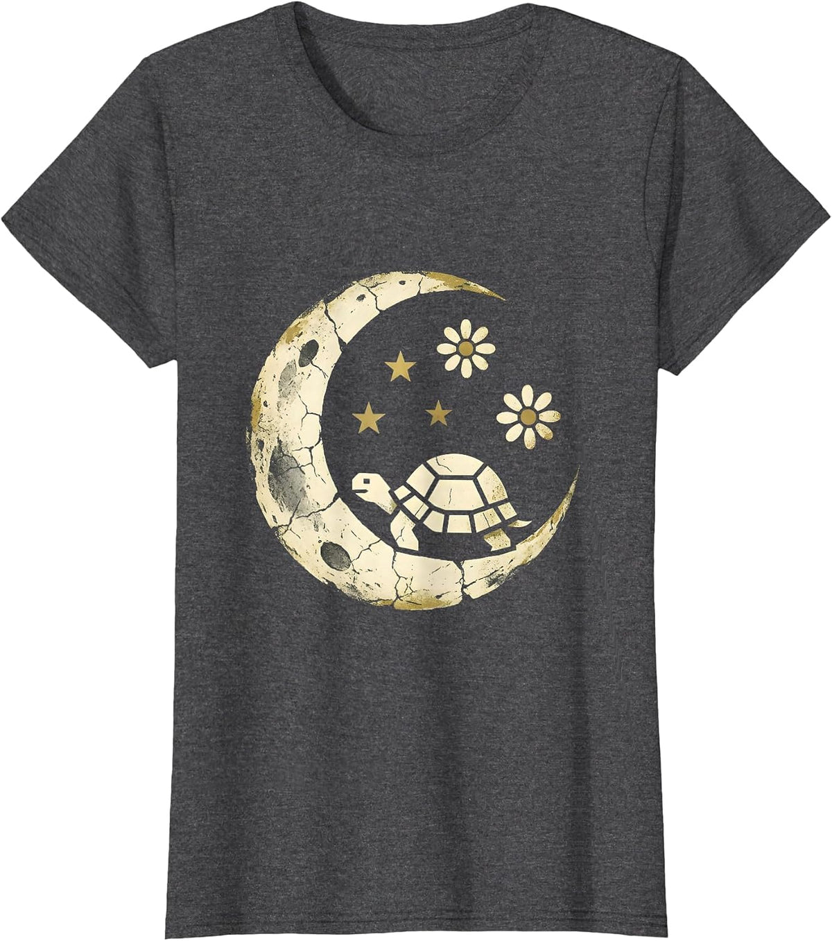 Women's Ancient Tortoise Starry Sky Be Still Illustration T-Shirt - Dark Heather Grey