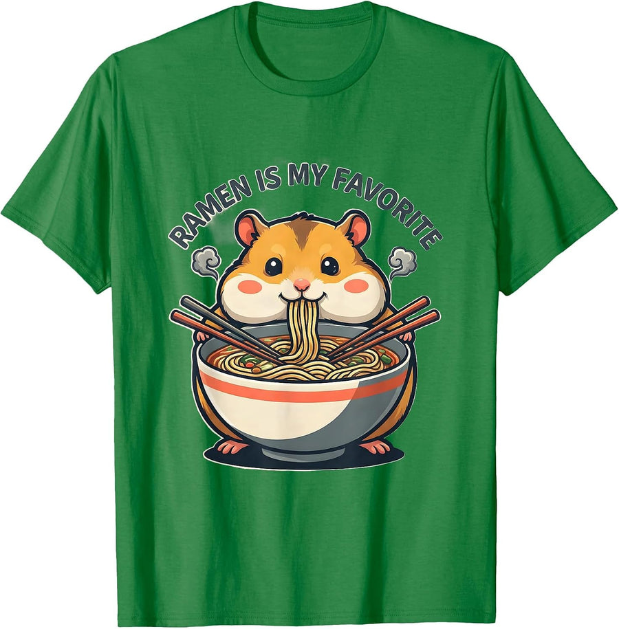 Men's Ramen Is My Favorite Cute Kawaii Anime Hamster Ramen Lover T-Shirt - Kelly Green