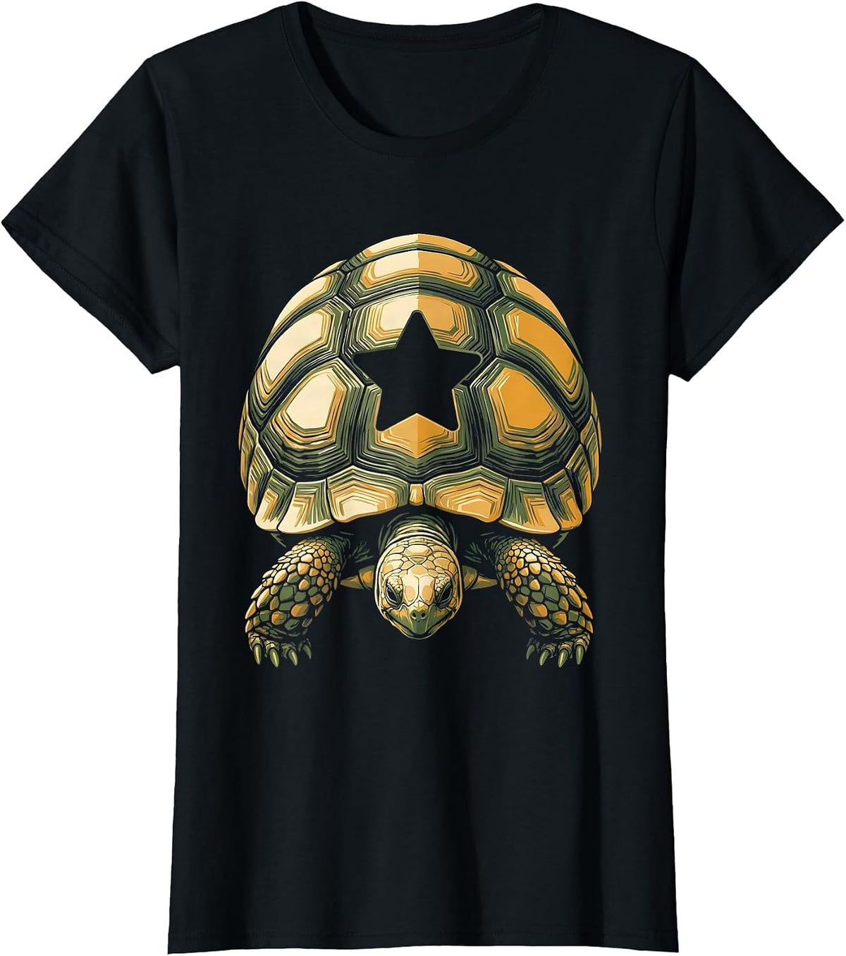 Profile Tortoise Funny Animal Lover Screenprint Poster T-Shirt - Black