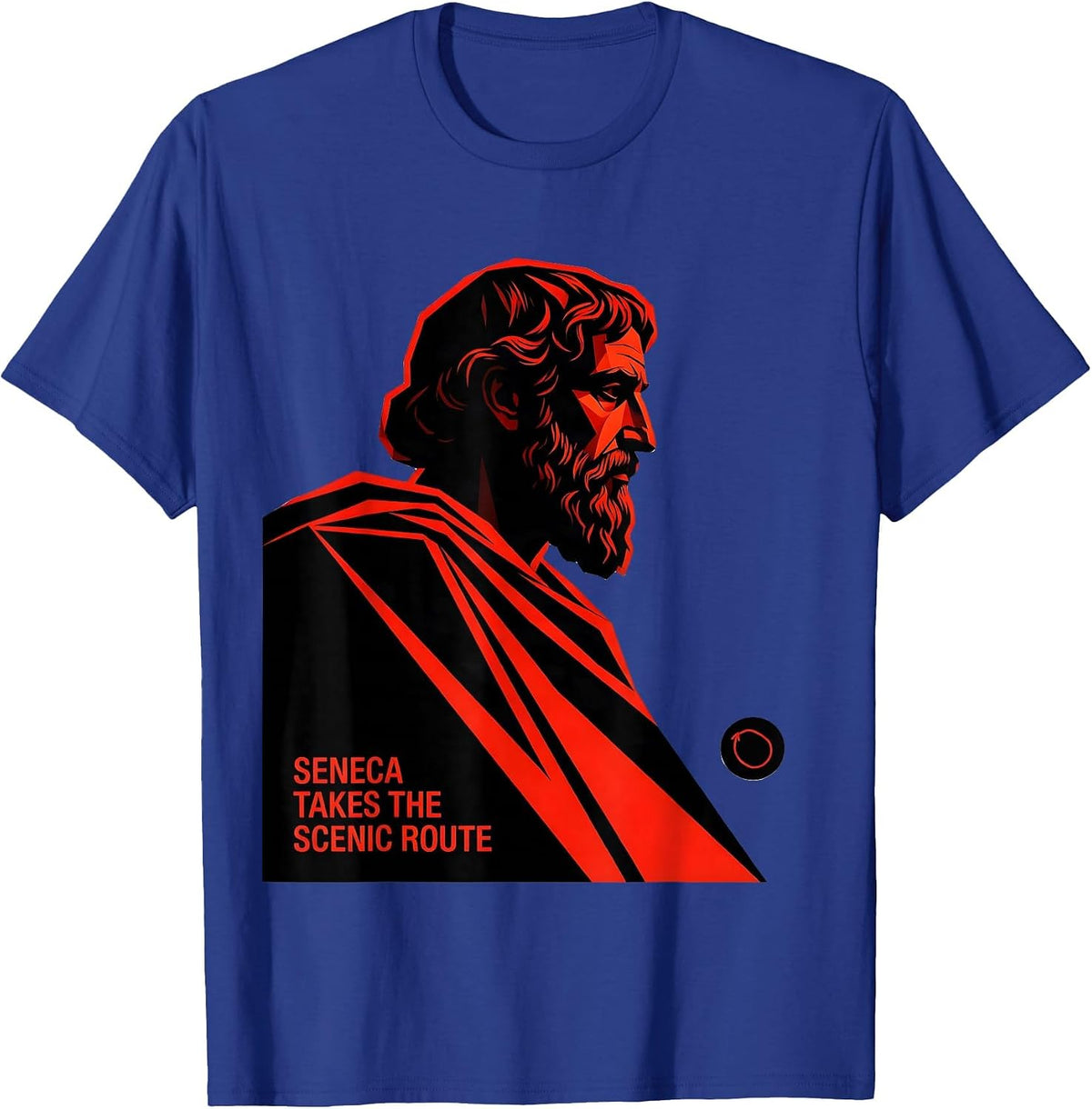 Seneca Takes The Scenic Route Funny Philosopher Pun T-Shirt - Royal Blue