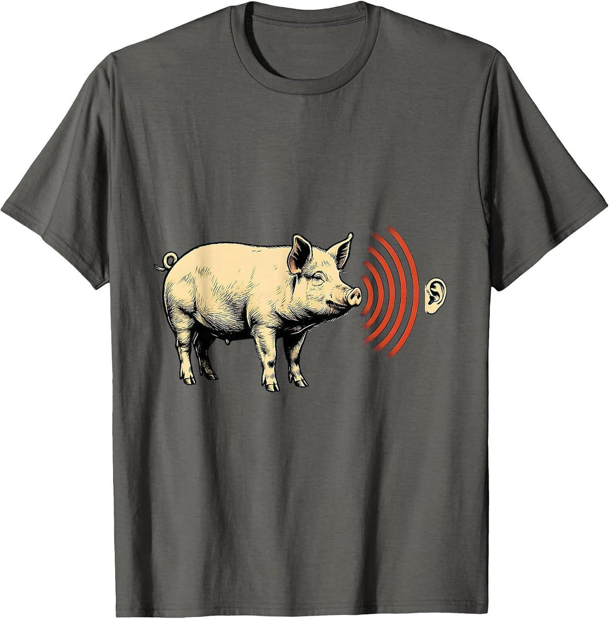 Pig Profile Pet Lover Funny Animal Humor T-Shirt - Asphalt Grey