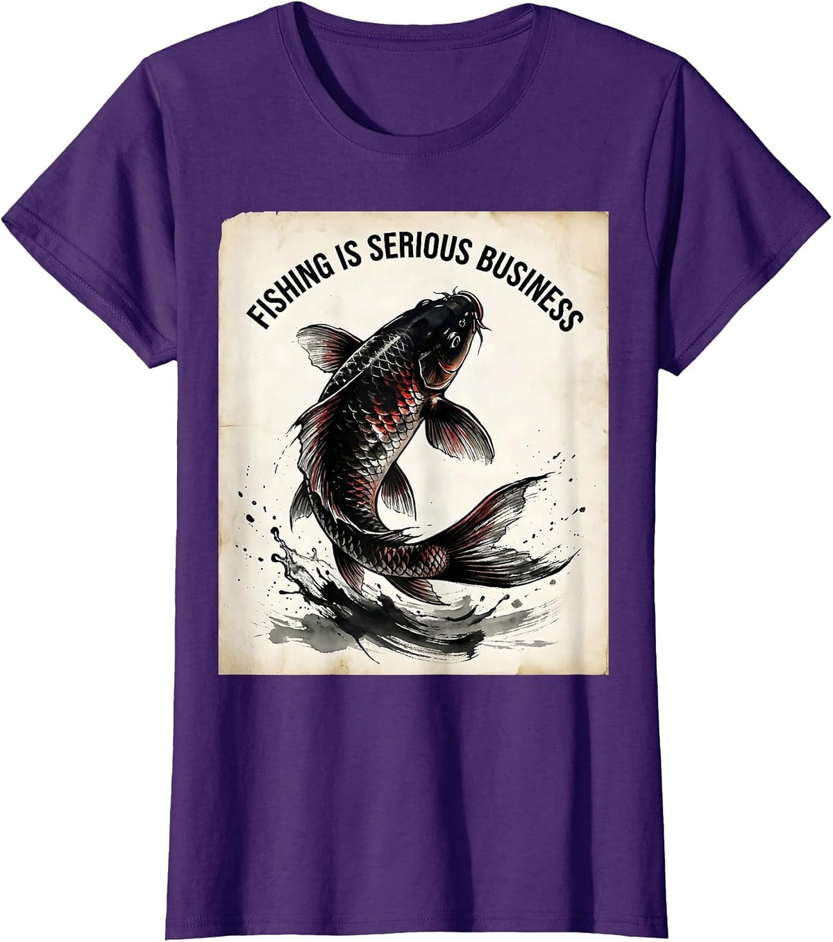 Women's Fishing Is Serious Business Angler Design T-Shirt - Purple