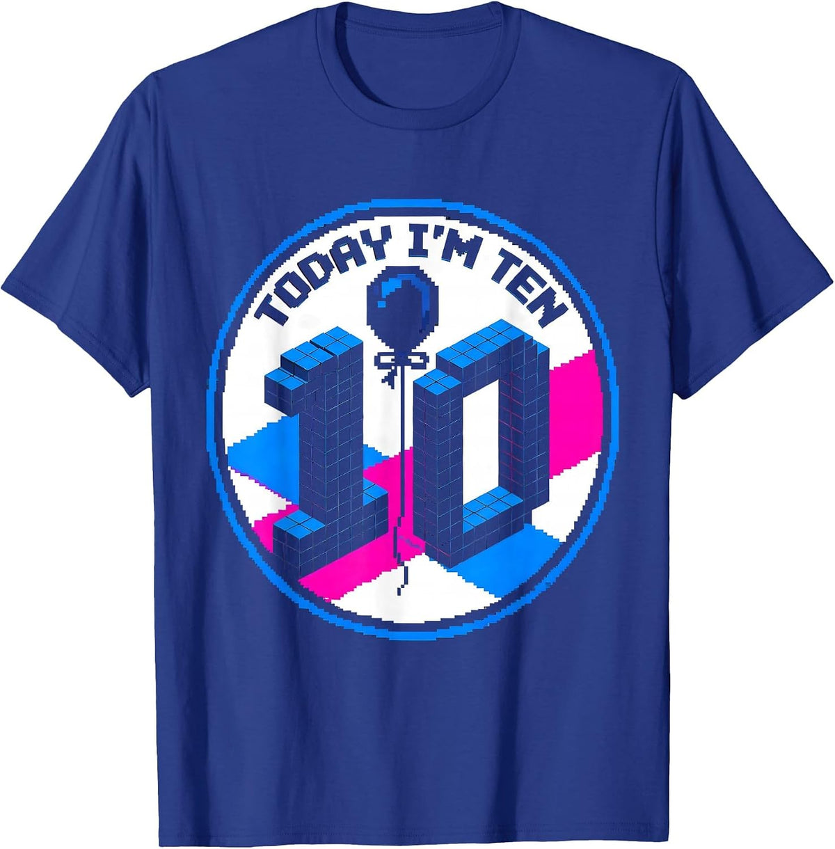 Men's Today I'm Ten Pixel Art Birthday Kid Family Matching Party T-Shirt - Royal Blue
