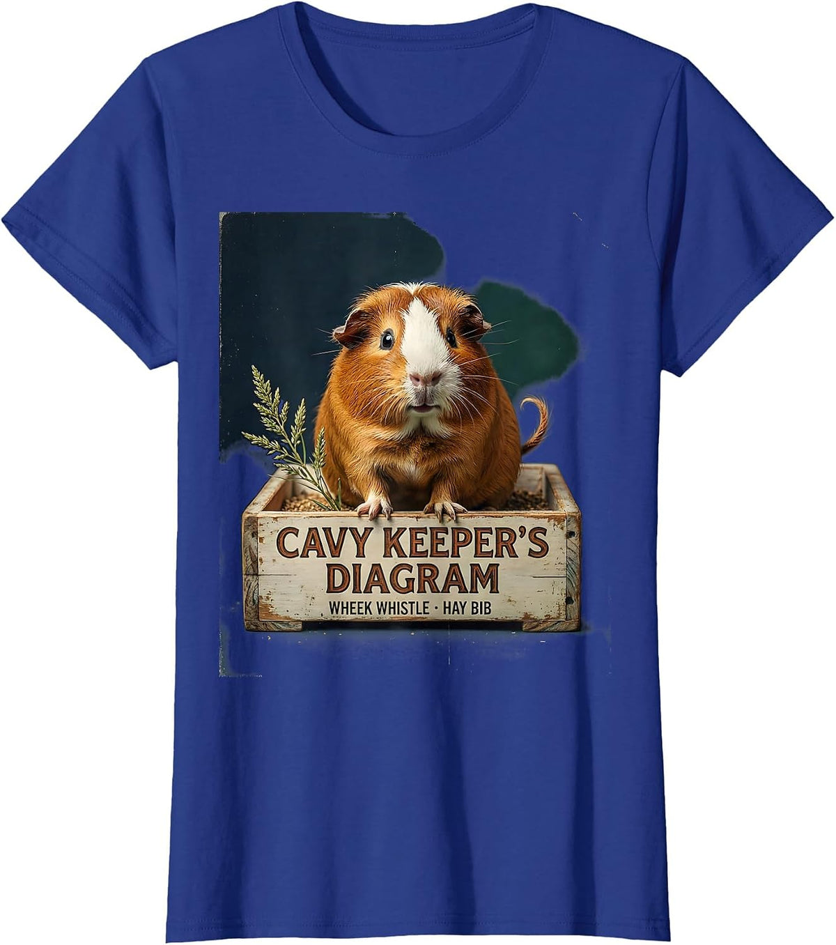 Women's Cavy Keeper's Diagram: Wheek Whistle, Hay Bib Vintage T-Shirt - Royal Blue